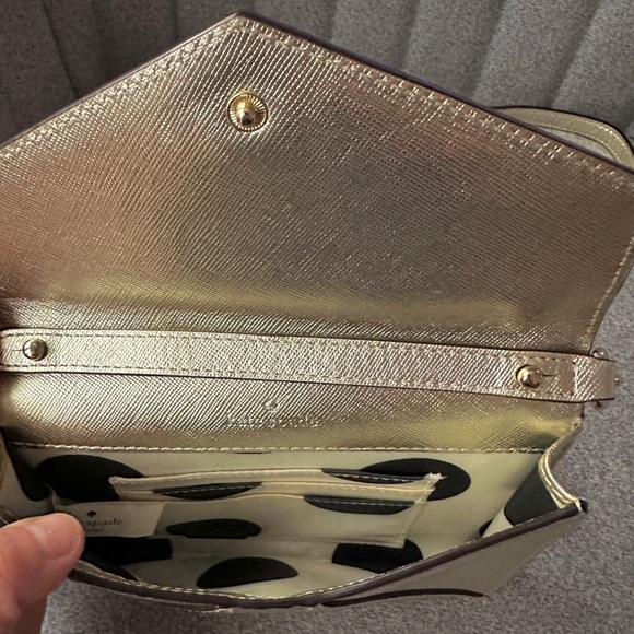 Kate Spade Leather Envelope Mini Crossbody Bag Metallic Gold - Picture 4 of 4
